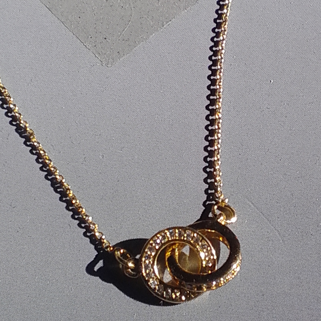 Abs 2 Interlocking Circles Gold Necklace.